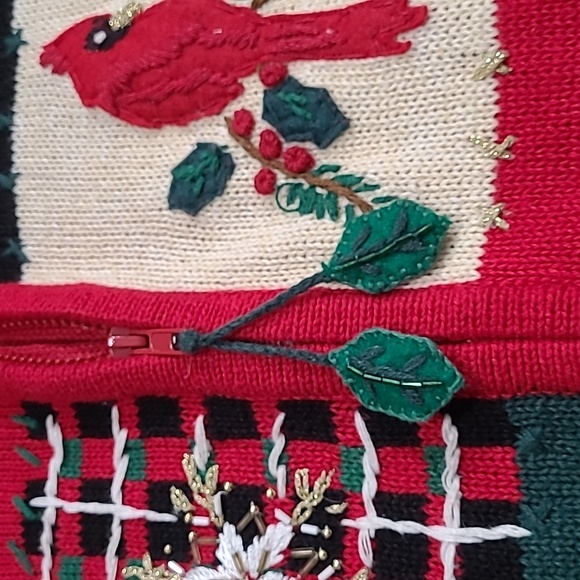 Tiara International Large Christmas Patchwork Cardigan Full Zipper Sweater - Picture 4 of 12